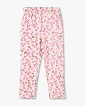 Girls Cherry Glitter Print Basic Leggings