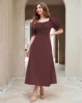 Women Ruched Fit & Flare Dress