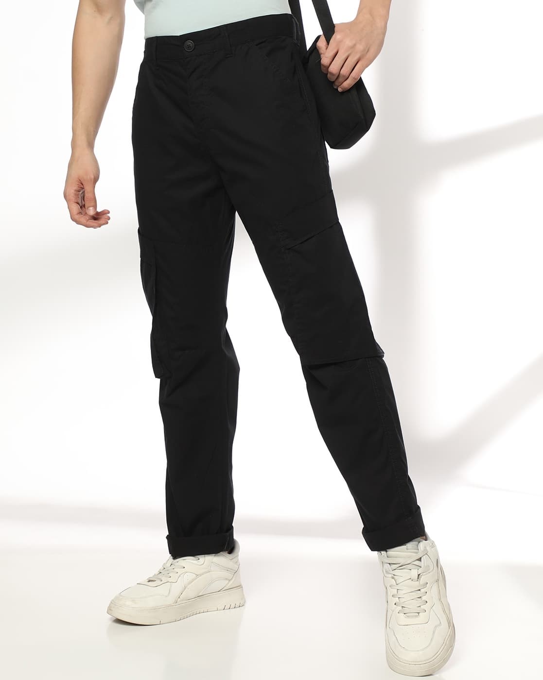 DNMX Men Regular Fit Cargos For Men (Black, 36)