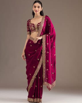 svaraa Women Embroidered Saree with Blouse Piece-picture-7