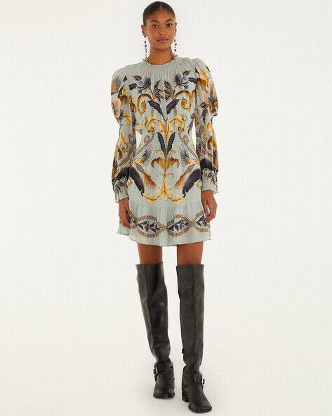 Buy FARM RIO Snake Garden Mini A-Line Dress | Blue Color Women