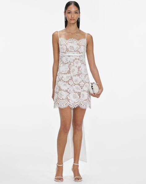 Buy SELF PORTRAIT Lace Mini A-Line Dress with Bow Online | Ajio.com Buy SELF PORTRAIT Lace Mini A-Line Dress with Bow Online | Ajio.com