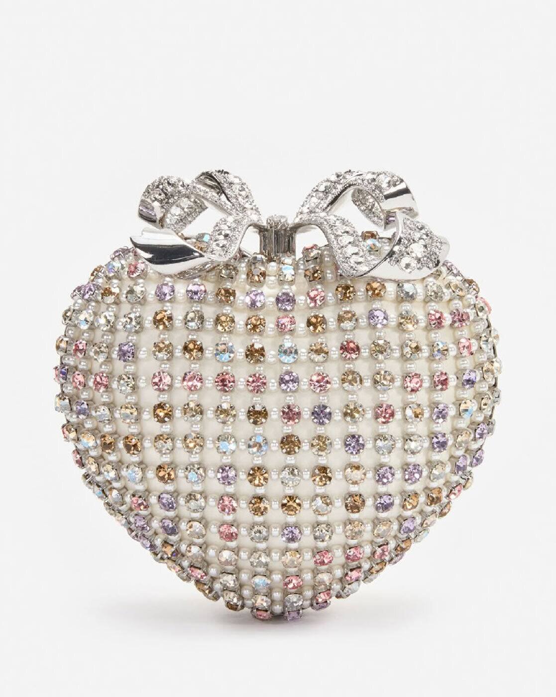 Buy Self Portrait Crystal Heart Clutch Bag | Multicoloured Color