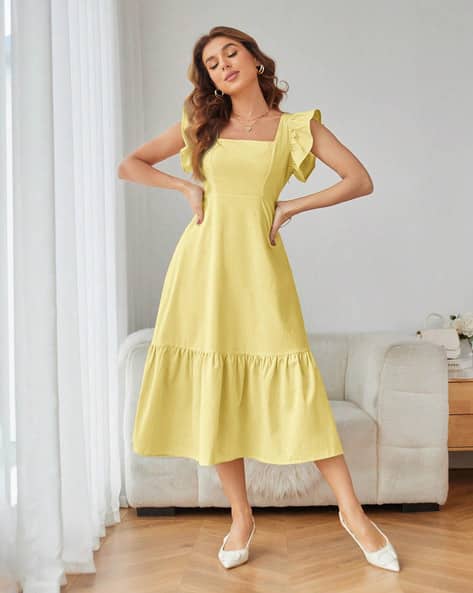 Buy Yellow Dresses for Women by AVANOVA Online | Ajio.com