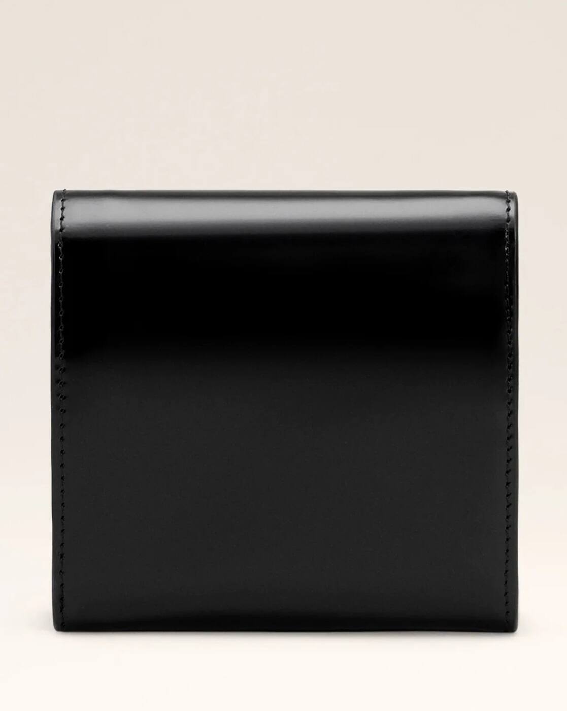 Buy Ami Paris Glazed Leather Compact Wallet | Black Color Men