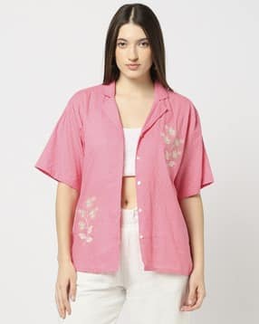 yousta Women Floral Embroidered Regular Fit Shirt-picture-36