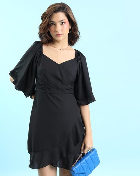 Tokyo Talkies Women A-Line Dress with Bell Sleeves