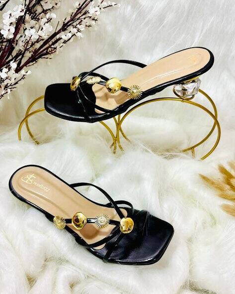 Insolito22 Women Embellished Square-Toe Chunky Heeled Sandals
