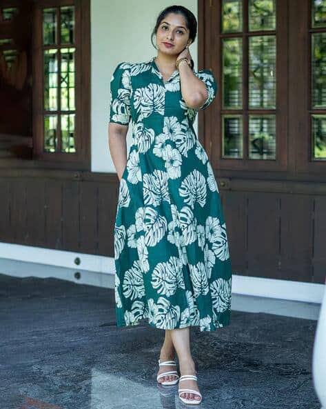 Buy SHINISHA Women Printed A-Line Dress Online | Ajio.com
