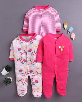 bumzee Pack of 3 Printed Sleepsuits with Snap-Button Closure-picture-25