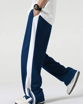 men colourblock straight track pants
