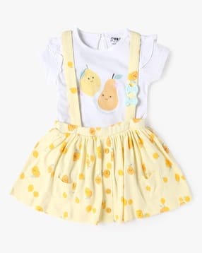 Girls Lemonade Print T-Shirt & Dungaree Set