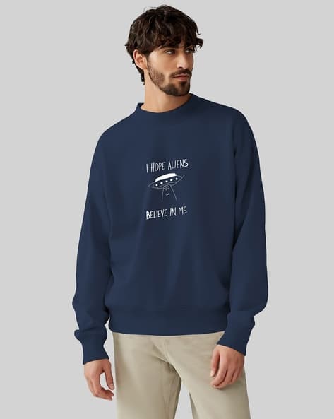 I SENSE Men Graphic Print Sweatshirt with Crew Neck