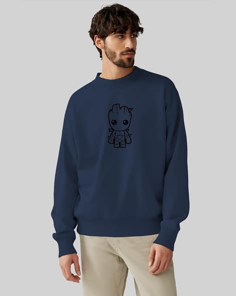 I SENSE Men Graphic Print Sweatshirt with Crew Neck