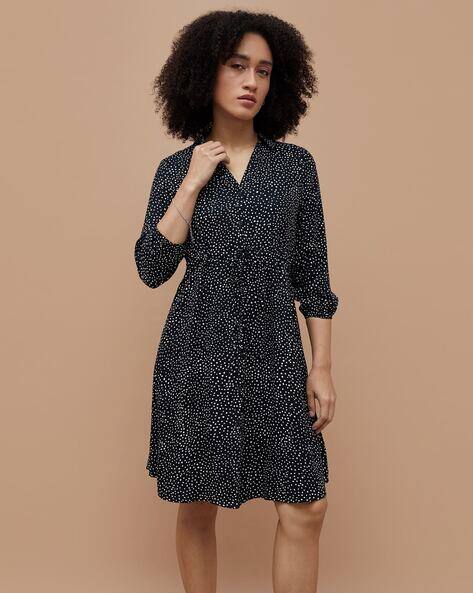 Fame forever by lifestyle Women Printed A-Line V-Neck Dress