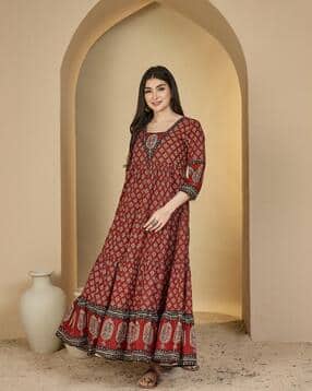 gulmohar jaipur Women Floral Print Anarkali Kurta-picture-11