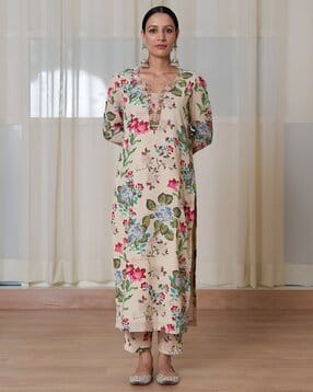 texstile Women Floral Print Straight Kurta Set-picture-36