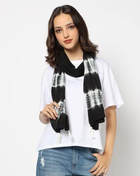 Women Tie & Dye Scarf with Tassels