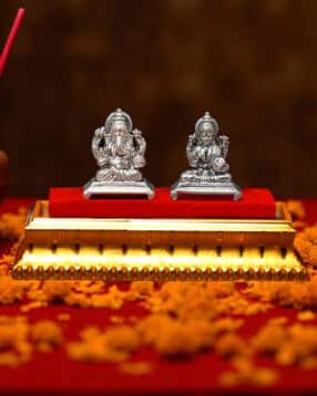 akshat sapphire Pure Silver Ganesha & Maa Laxmi Idol Set-picture-19