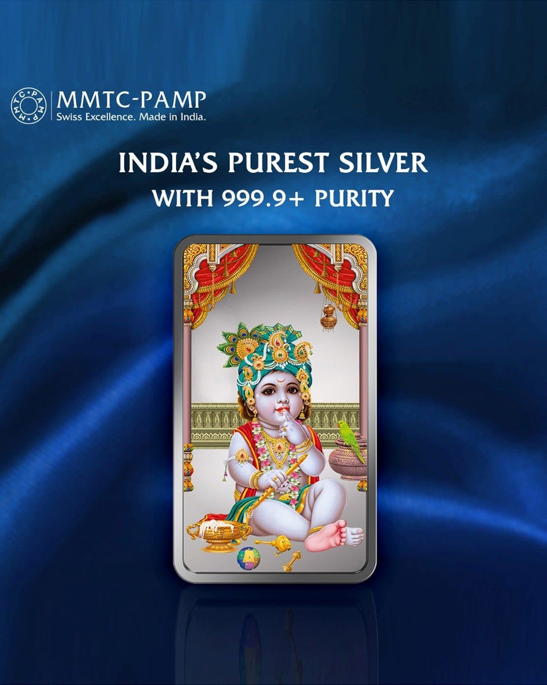 Mmtc Pamp 50 gm For Women (999.9+, FreeSize) Laddoo Gopal Silver Bar For Women (Silver, FreeSize)
