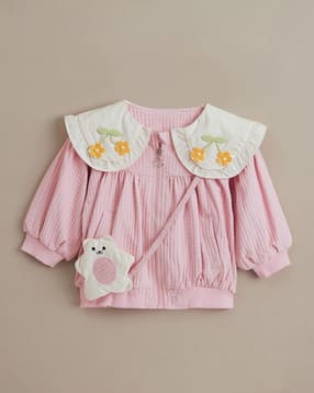 hopscotch Girls Textured Bomber Jacket-picture-15
