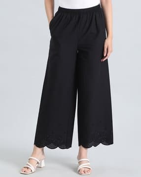 go colors Women Embroidered Palazzos with Elasticated Waistband-picture-29