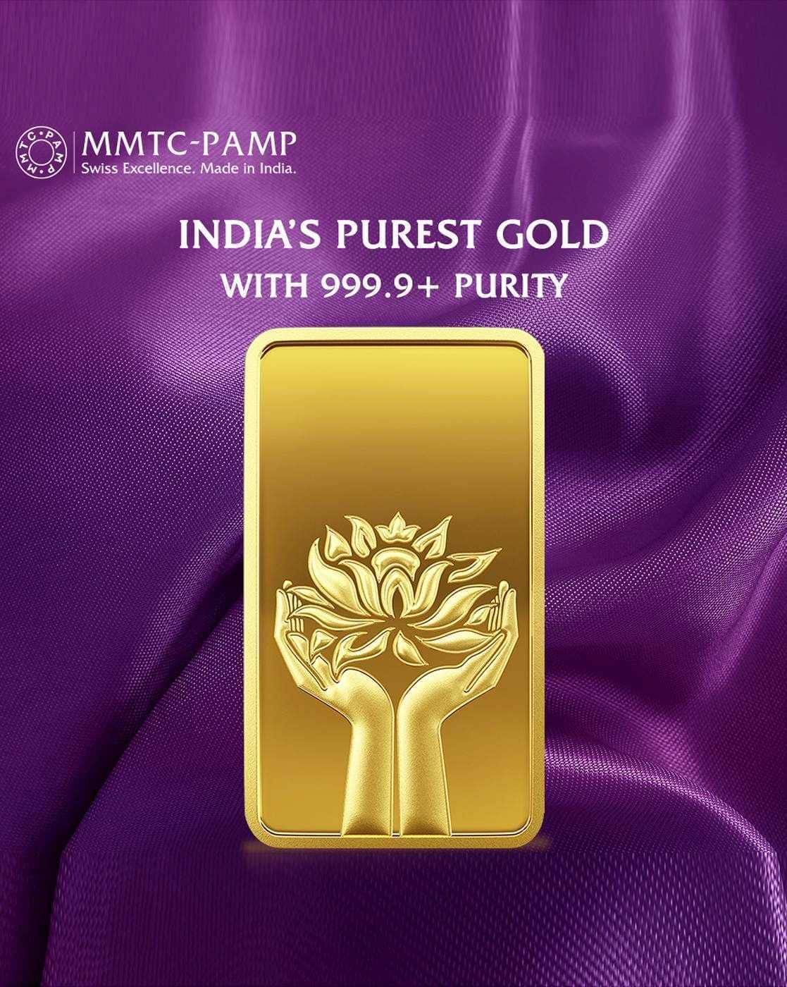 Mmtc Pamp 1 gm 24 Kt For Women (999.9+, FreeSize) Lotus Yellow Gold Bar For Women (Yellow Gold, FreeSize)