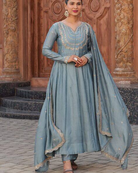 grey anarkali kurta