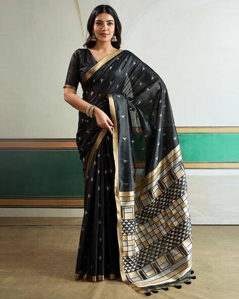 Ri-wah Women Geometric Woven Saree with Zari Border