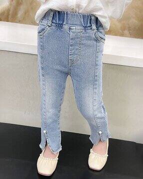 hopscotch Girls Mid-Rise Relaxed Jeans with Pearl Detail-picture-23