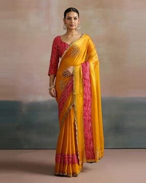 ri-wah Women Chiffon Saree with Tassels Accent-picture-0