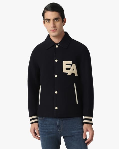 Buy EMPORIO ARMANI Oversized Patch Woolen Blouson With Press Studs