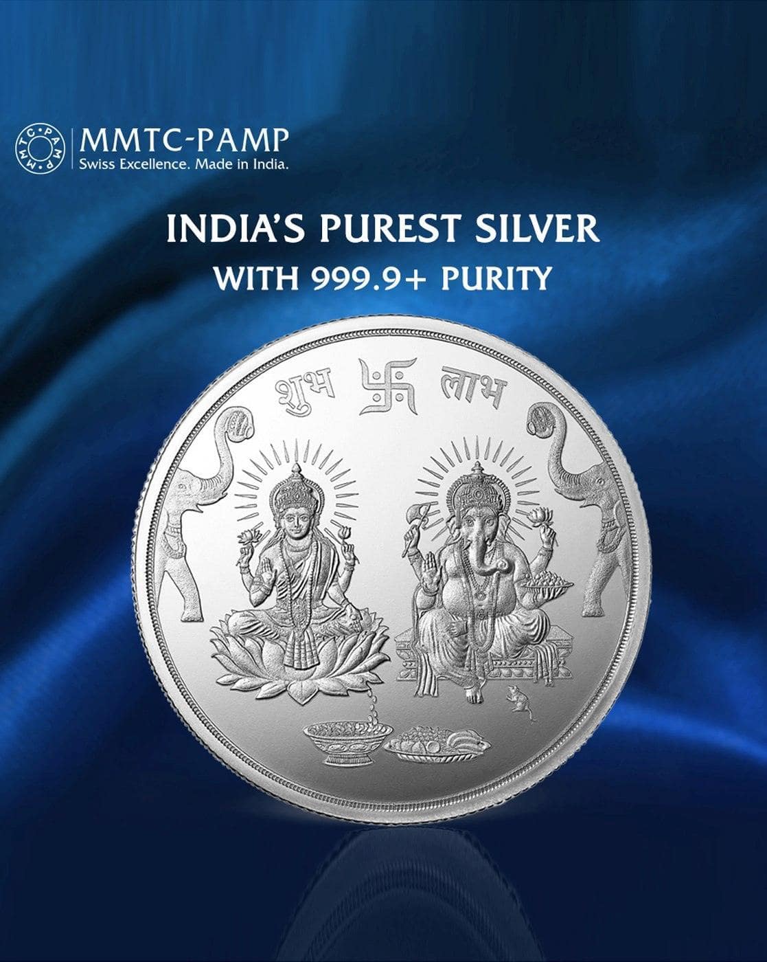 Mmtc Pamp 20 gm For Women (999.9+, FreeSize) Lakshmi Ganesh Silver Coin For Women (Silver-Toned, FreeSize)