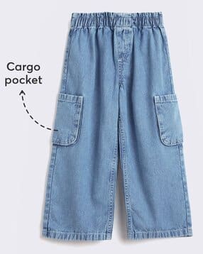 hopscotch Girls Relaxed Fit Jeans with Cargo Pockets-picture-12