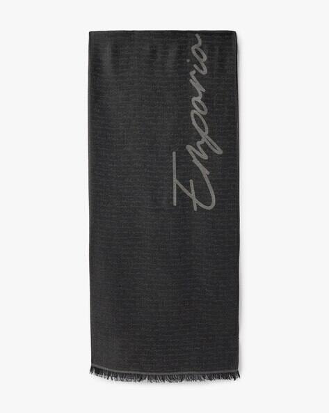 Buy EMPORIO ARMANI Signature Logo Embroidered Stole | Grey Color
