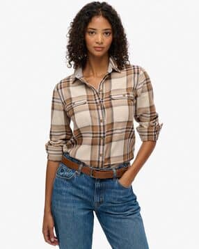 superdry Women Lumberjack Checked Flannel Regular Fit Shirt-picture-19