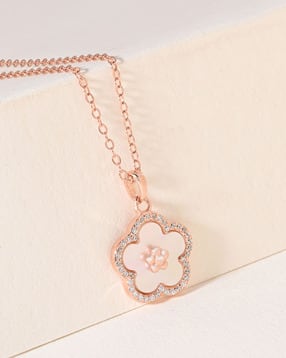 touch925 Women Rose Gold Stone-Studded Pendant with Chain-picture-51