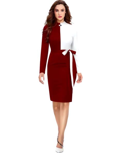 LEIA Women Colourblock Bodycon Dress with Tie-Up
