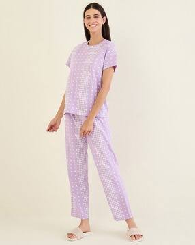 sweet dreams Women Polka-Dot Print T-Shirt & Pyjamas Set-picture-20