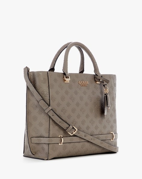 GUESS Logo Textured Zarela Girlfriend Tote Bag