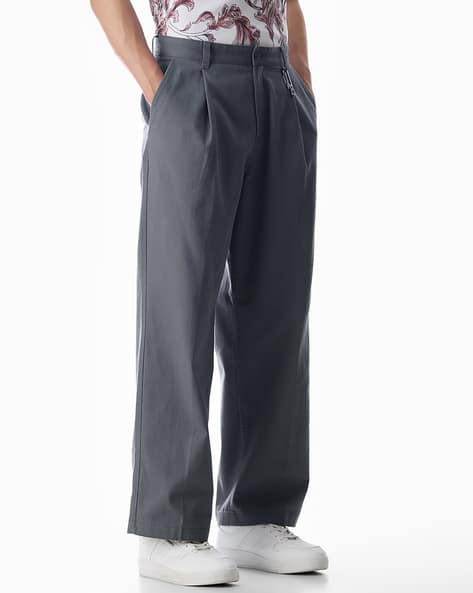 Jack & Jones Men Grey Loose Fit Pleated Pants - Image 2