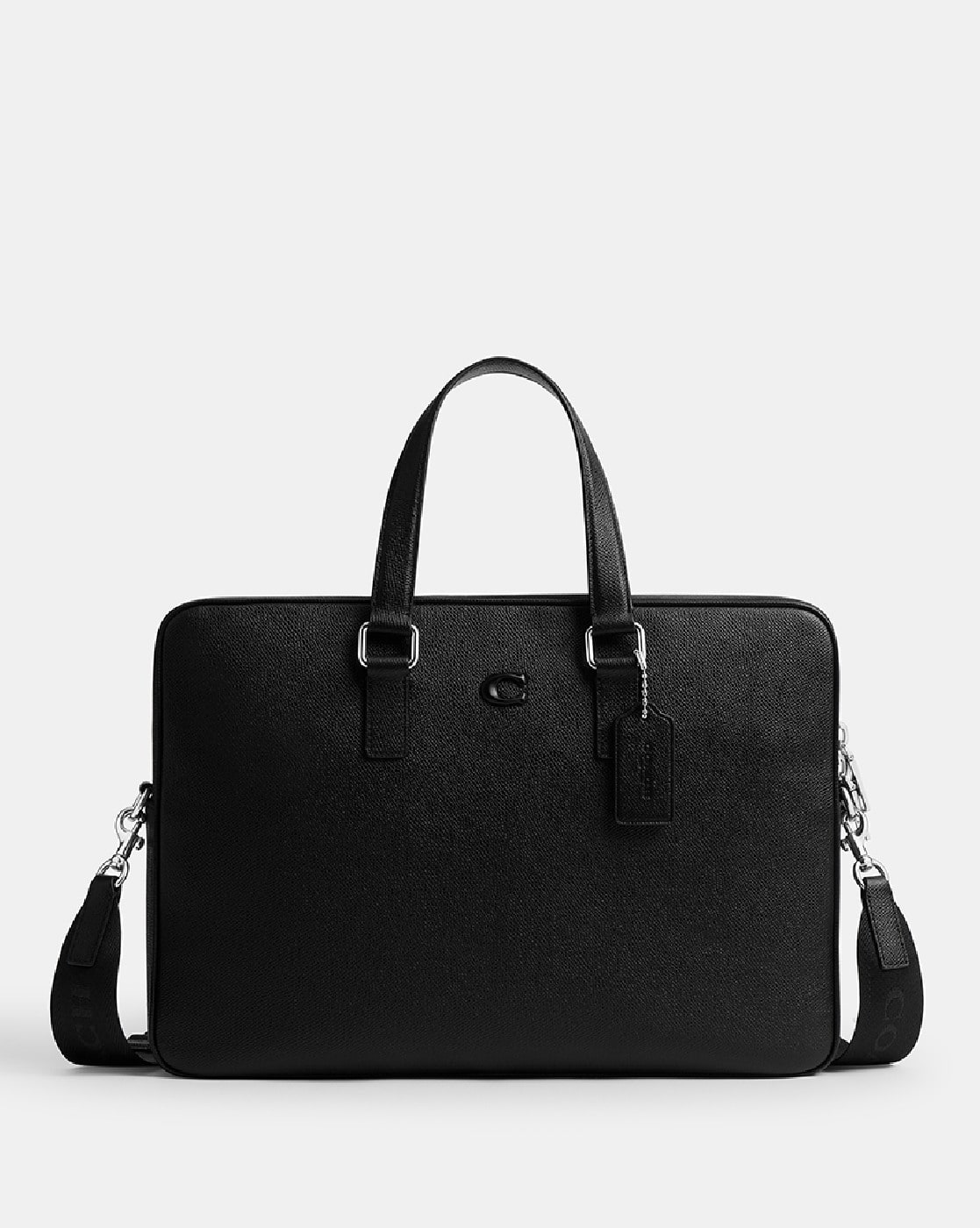 バッグ COACH 2way leather briefcase business A4 Coach Black Sullivan Textured Leather Large Briefcase