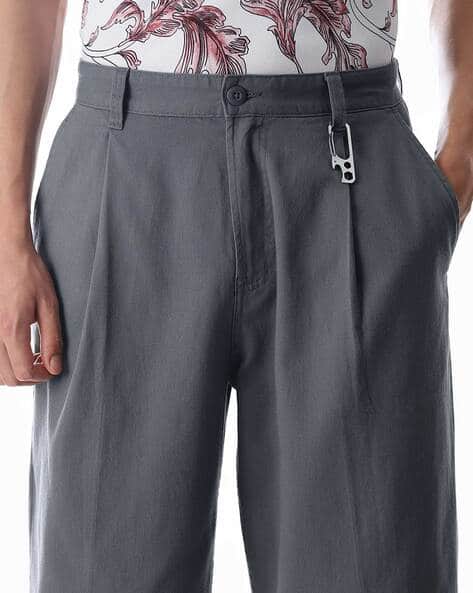 Jack & Jones Men Grey Loose Fit Pleated Pants - Image 5