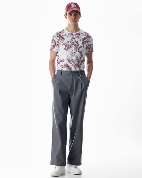 Jack & Jones Men Grey Loose Fit Pleated Pants - Image 4