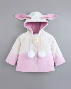 Girls Button-Front Hooded Jacket with Bunny Accent-image-36