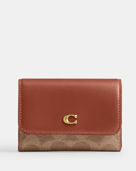 Buy Coach Essential Flap Signature Canvas Card Case | Beige Color