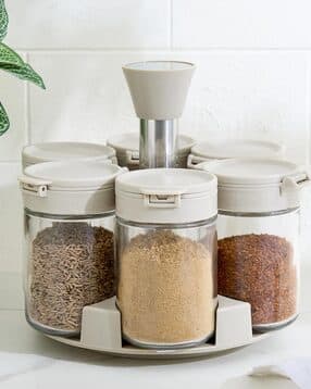 home centre Set of 6 Glass Spice Jars with Stand-picture-38