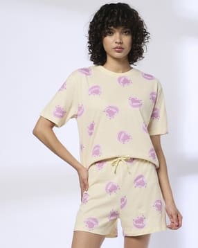 Women Printed T-Shirt & Shorts Set