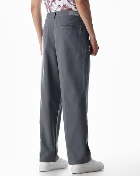 Jack & Jones Men Grey Loose Fit Pleated Pants - Image 3