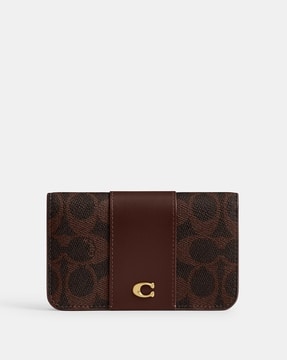 Buy Coach Essential Signature Canvas Small Slim Card Case | Brown